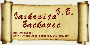Vaskrsija Backović vizit kartica